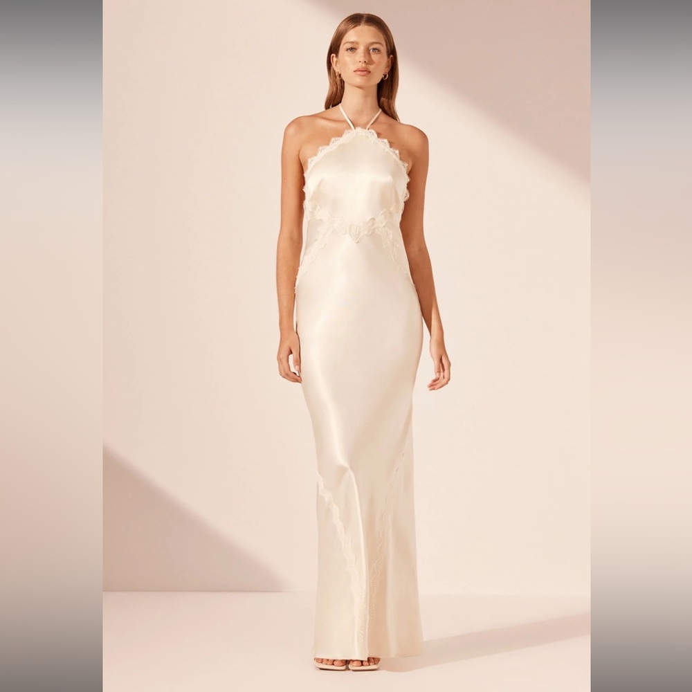 Shona Joy La Lune Lace Halter Gown